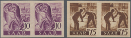 Saarland (1947/56): 1947, 10 Pf Violettpurpur Und 15 Pf Siena Je Im Waager. Paar Postfrisch, Mi 1.20 - Neufs