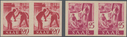 Saarland (1947/56): 1947, 20 Pf Karminrot Und 25 Pf Dunkelrosakarmin Je Im Waager. Paar Postfrisch, - Unused Stamps