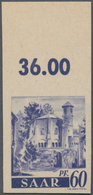Saarland (1947/56): 1947, 60 Pf "der Alte Turm" Vom Oberrand Ungezähnt Postfrisch, Mi 600.- + - Ongebruikt