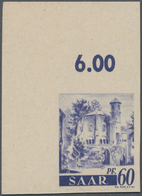 Saarland (1947/56): 1947, 60 Pf "der Alte Turm" Aus Der Linken Oberen Bogenecke Ungezähnt Postfrisch - Nuovi