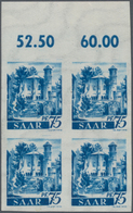 Saarland (1947/56): 1947, 75 Pf Dunkelultramarin Im OR-4er-Block Als Ungezähnter PROBEDRUCK Postfris - Unused Stamps