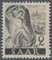 Saarland (1947/56): 1947, 2 Pf Hauer Neuauflage Ohne Aufdruck Mit Druck Auf Der Gummiseite Und Selte - Neufs