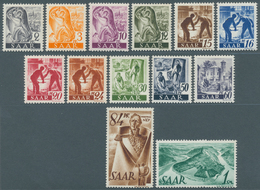 Saarland (1947/56): 1947, Freimarken, Neuauflage Auf Weißem Papier Ohne Aufdruck, Kompletter Satz 13 - Unused Stamps