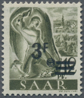 Saarland (1947/56): 1947, 3 F Statt 2 F Auf 12 Pf Hauer Schwarzgrauoliv Postfrisch, Echt Und Einwand - Unused Stamps