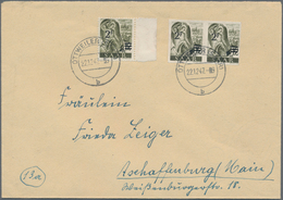 Saarland (1947/56): 1947, Urdruck 2 F Auf 12 Pf Ungezähntes Paar Mit Gezähnter Einzelmarke Auf Brief - Unused Stamps