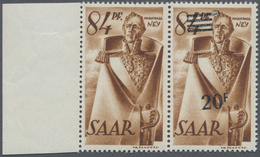 Saarland (1947/56): 1947, Freimarken-Aufdrucke, 20 F. Auf 84 Pfg., Waagerechtes Paar Vom Linken Boge - Neufs