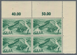Saarland (1947/56): 1947, 1 SM Neuauflage Mit Druck Auf Der Gummiseite Im Viererblock Aus Der Rechte - Unused Stamps