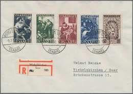 Saarland (1947/56): 1949, 8+2 Fr Bis 50+20 Fr Volkshilfe Komplett Auf R-Brief Mit Not-R-Zettel In Wi - Ongebruikt