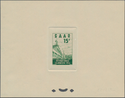 Saarland (1947/56): 1954, 15 Fr Saarmesse - 2 Farbproben In Violett Und Grün Format 140x110mm Auf Ka - Ongebruikt