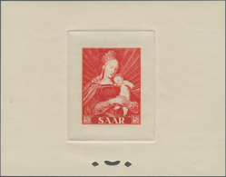 Saarland (1947/56): 1954, 5 Fr Madonna Mit Kind 1954 - Farbprobe In Gruppe Rose Format 140x110mm Auf - Unused Stamps