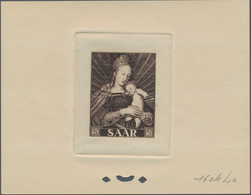 Saarland (1947/56): 1954, 5 Fr Madonna Mit Kind 1954 - Farbprobe In Gruppe Grau Format 140x110mm Auf - Unused Stamps