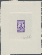 Saarland (1947/56): 1956, 5+2 Fr Denkmäler - Künstlerblock In Farbe Schwarz Auf Kartonpapier Im Form - Neufs