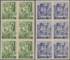 Saarland (1947/56): 1947, Freimarken "Saar I", 3 Pfg. Bis 60 Pfg., Zehn Werte Je In Ungezähnten 6er- - Neufs