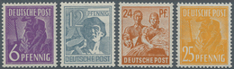 Bizone: 1948, 6, 12, 24 Und 25 Pf Arbeiter Mit Bandaufdruck Auf Der GUMMISEITE, Tadellos Postfrisch, - Andere & Zonder Classificatie