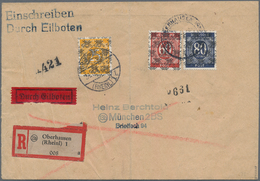 Bizone: 1948. Eilboten-R-Brief Mit 25, 60 Und 80 Pf Netz Je Kopfstehender Aufdruck. Der Brief Ist 1 - Altri & Non Classificati