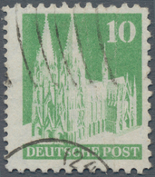 Bizone: 1948, Freimarke: Bautenserie 10 Pf. Kölner Dom, Typ I, Wz. W Mit Der Sehr Seltenen Kombinier - Autres & Non Classés