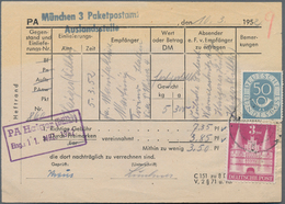 Bizone: 1948, Bautenserie 3 M Type I Und Posthorn 50 Pf Auf Meldung (Bleichspur) über Zu Wenig Entri - Other & Unclassified
