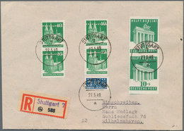 Bizone: 1949, 10+5 Pf „Berlin-Hilfe” Als Senkrechtes Paar Waagr. Ungezähnt Mit Zusatzfrankatur Je 2x - Sonstige & Ohne Zuordnung