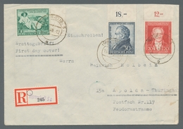 Bizone: 1949, "Goethe" Komplett Auf Portorichtigem Ersttags-R-Brief DARMSTADT 5 A, 15.5.49 Nach Apol - Altri & Non Classificati