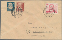 Bundesrepublik Und Berlin - Postkrieg: 20 Pf. Goethe Mit SBZ 8 U.16 Pf. Köpfe Zusammen Auf Bf. Ab Be - Andere & Zonder Classificatie