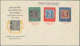 Bundesrepublik Deutschland: 1949, 100 Jahre Dt. Briefmarke 3 Werte Kpl. Auf FDC Mit Rotem SoStpl., Z - Otros & Sin Clasificación