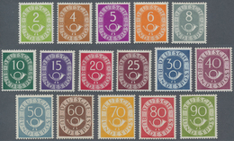 Bundesrepublik Deutschland: 1951- 1952, 2 Pfg. - 90 Pfg. Posthorn Als Postfrischer Satz, 70 Pf., 80 - Autres & Non Classés