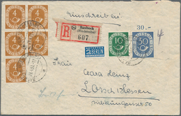 Bundesrepublik Deutschland: 1953, 30 Pfg. Posthorn Aus Der Bogenecke Rechts Oben Zus. Mit 5x4 Pfg. U - Other & Unclassified