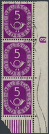 Bundesrepublik Deutschland: 1951, Posthorn 5 Pfg. Im Senkrechten Dreierstreifen Aus Der Rechten Unte - Autres & Non Classés