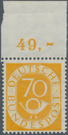 Bundesrepublik Deutschland: 1951, 70 Pfg. Posthorn Vom Oberrand, Bug Im Oberrand, Mi. 500,-++ - Autres & Non Classés