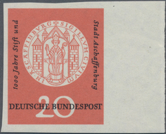 Bundesrepublik Deutschland: 1957, 20 Pf Aschaffenburg, UNGEZÄHNT Vom Rechten Bogenrand (Feld 40) Mit - Autres & Non Classés