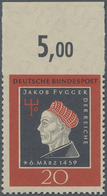 Bundesrepublik Deutschland: 1959, 500. Geburtstag Von Jakob Fugger 20 Pf Oben UNGEZÄHNT Vom Bogenobe - Andere & Zonder Classificatie