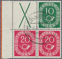 Bundesrepublik - Zusammendrucke: 1951, Posthorn Zusammendruck X/20 Pfg. Und 10/20 Pfg. Als Gestempel - Se-Tenant