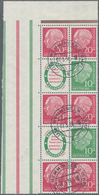 Bundesrepublik - Zusammendrucke: 1955, Heuss 20/R1/20 Sowie R1/20 U. Andere Im Gestempelten Zehnerbl - Se-Tenant