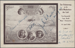 Autographen: 1928. Dampfer "Columbus" / Rückkehr Der Amerika-Flieger Köhl, Fitzmaurice Und Hünefeld. - Other & Unclassified