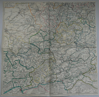 Landkarten Und Stiche: One Quarter Of A Rare Wall Map Of The Of Hesse / Darmstadt Region Of Germany, - Geographie