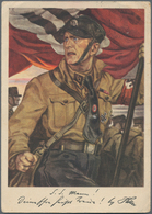 Ansichtskarten: Propaganda: 1933, "S.S. Mann!" Großformatige Kolorierte Propagandakarte Mit Abbildun - Politieke Partijen & Verkiezingen