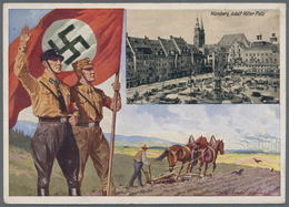 Ansichtskarten: Propaganda: 1933. Very Scarce Card Showing SS And SA Men Saluting Nürnberg Adolf-Hit - Partidos Politicos & Elecciones