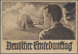 Ansichtskarten: Propaganda: 1933, "Deutscher Erntedank" Einzige Offizielle Erntedank-Postkarte Mit E - Politieke Partijen & Verkiezingen