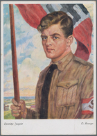 Ansichtskarten: Propaganda: 1933. Farbkarte "Deutsche Jugend" Mit Abbildung "Jugendlicher Fahnenträg - Partis Politiques & élections