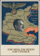 Ansichtskarten: Propaganda: 1938/1939. Farbkarte Sudetenland-Befreiung 1938 Mit Bildseitig Aufgekleb - Political Parties & Elections