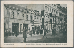 Ansichtskarten: Propaganda: 1940, "Litzmannstadt Adolf-Hitler-Straße Ecke Richthofenstr. Am 10.IV.19 - Political Parties & Elections