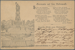 Ansichtskarten: Vorläufer: 1886, NIEDERWALD-DENKMAL, Vorläuferkarte 5 Pf. Lila Mit K1 RÜDESHEIM / 29 - Unclassified