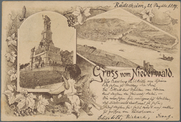 Ansichtskarten: Vorläufer: 1886, NIEDERWALD-DENKMAL Und BINGEN, Dekorative Vorläuferkarte 5 Pf. Lila - Non Classés