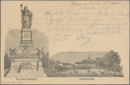 Ansichtskarten: Vorläufer: 1888, NATIONAL-DENKMAL Und JAGDSCHLOSS, Vorläuferkarte 10 Pf Rot Als Priv - Zonder Classificatie