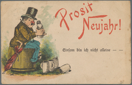 Ansichtskarten: Vorläufer: 1888, "Prosit Neujahr", Kolorierte Vorläuferkarte 3 Pf. Grün Mit K1 BONN - Non Classés