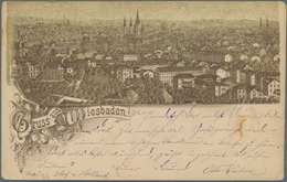 Ansichtskarten: Vorläufer: 1889, WIESBADEN, Vorläuferkarte 5 Pf. Lila Mit Bahnpoststempel CÖLN - FRA - Ohne Zuordnung