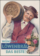 Ansichtskarten: Motive / Thematics: BIER & BRAUEREIN, Neujahrskarte 1940 LÖWENBRÄU München, Sign. Sü - Other & Unclassified
