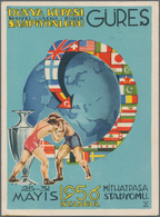 Ansichtskarten: Motive / Thematics: SPORT / RINGEN, Werbekarte Der Internationalen Meisterschaft 195 - Autres & Non Classés