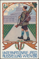 Ansichtskarten: Österreich: WIEN, "1. Inernationale Jagdausstellung Wien 1910", Drei Sehr Dekorative - Andere & Zonder Classificatie