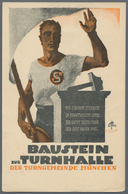 Ansichtskarten: Bayern: MÜNCHEN, "Baustein Zur Turnhalle Der Turngemeinde München" Plakative Künstle - Other & Unclassified